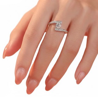 CF Diamond 女款 莫桑鑽 戒指, A0620 星跡, 0.5克拉, 銀色