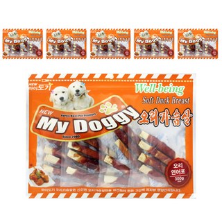 마이도기 강아지 건조간식, 오리연어포, 300g, 6개