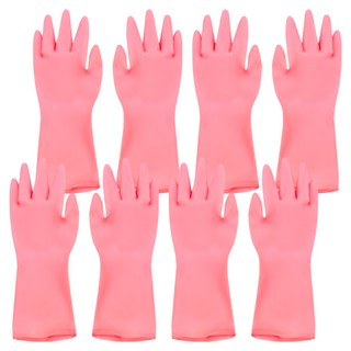 AXIS 艾克思 台灣製天然乳膠雙面止滑不分左右手手套 2雙組 粉紅色 超薄型 多用途, M(11 x 27cm), 4組