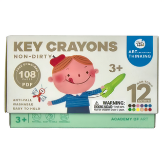 Jar Melo 鑰匙造型蠟筆 12色, 無毒, 防摔, 易清洗, 1組