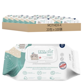 MOTHER-K 自然純淨嬰幼兒濕紙巾 掀蓋柔花款 加厚不連抽 鎖水保濕, 1入, 20包