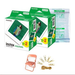 FUJIFILM 富士 instax 方形底片 50張 + 相片椅 隨機出貨 + 照片線夾組, 1套