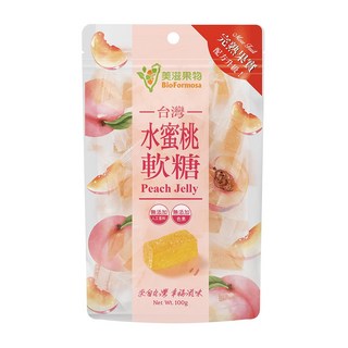 BioFormosa 美滋果物 台灣水蜜桃軟糖 Q彈 Vegan 全素 無添加色素, 100g, 1包