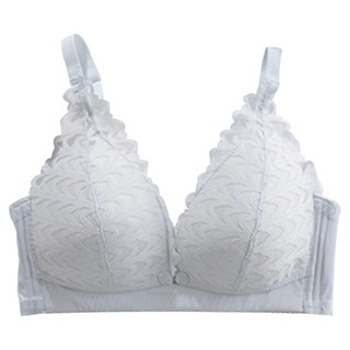 香草甜心 前開式蕾絲透氣薄墊無鋼圈哺乳內衣, 36, 藍色