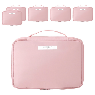 高顏質便攜式旅行化妝包, 粉色, 6個