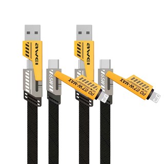 aWEI 用維 機甲四合一快充傳輸線 尼龍編織充電線 65W 2條, 1m, 1組