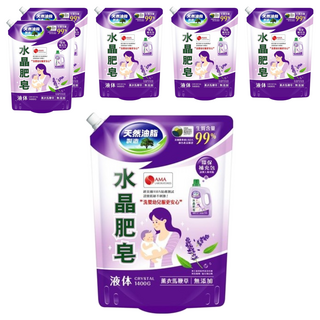 南僑水晶 水晶肥皂洗衣用液體 鎖蓋式補充包 薰衣馬鞭草, 1.4kg, 6包