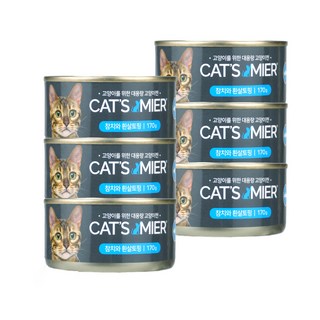 캣츠미어 고양이 흰살토핑 주식캔, 참치, 170g, 6개