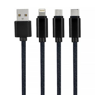 Kinyo 三合一急速快充線 54g, 1.2m, USB-D02, 1盒
