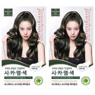 제니하우스코스메틱 프리미엄 헤어컬러 염모제, 애쉬빈티지카키6AK, 2개