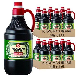 KIKKOMAN 龜甲萬 甘醇薄鹽醬油 三百多年純釀智慧 不過甜不過鹹 經典美味, 1.6L, 12瓶