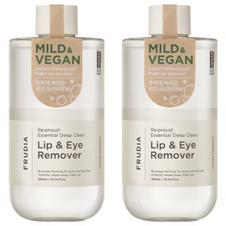 FRUDIA 自然而然 植萃溫和瞬效眼唇卸妝液 大容量 純素友善, 300ml, 2瓶