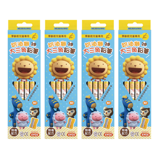 SIMBALION 雄獅 奶油獅 學齡前兒童專用三角鉛筆 2B 4支, 粗筆桿設計, 可愛造型, 台灣製造, 4盒