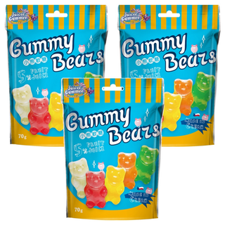 Juicee Gummee QQ軟糖 水果熊造型, 70g, 3包