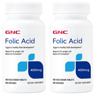 GNC 健安喜 葉酸400食品錠 膳食補充劑, 2罐, 100顆