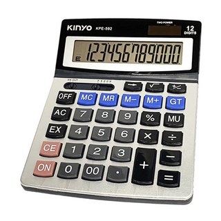Kinyo 12位元計算機 KPE-592, 黑色 + 灰色, 1個