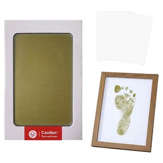 不髒手寵物嬰兒手印足跡印台 環保油墨 附相框和卡紙, 金色, 印台9.5 x 5.7cm 紙卡12.5 x 8cm 相框10.9 x 14.7 x 1.2cm, 1組