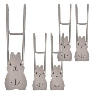 兔子造型廚櫃掛勾 單鉤, 灰色, 5個