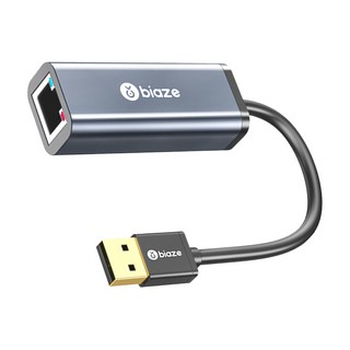 biaze 畢亞茲 USB2.0轉RJ45網線介面轉接頭 ABS外殼, 黑色, 1個