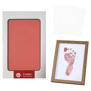 不髒手寵物嬰兒手印足跡印台 Set, 環保油墨, 大/12x7.8cm, 小/9.5x5.7cm, 粉色, 1組