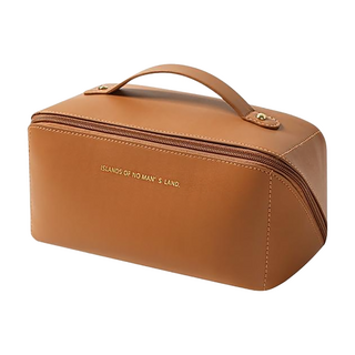 E.City 復古風皮革化妝洗漱收納包 中包 200g