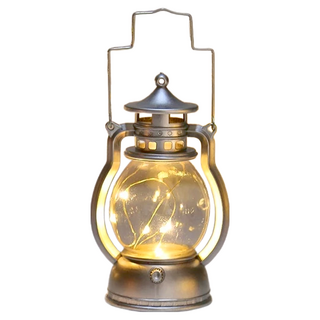 聖誕小提燈3件組 線燈款, 底直徑5.8cm x 15cm x 7.7cm, 銀色, 1組