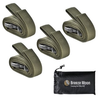 Breezemoon 扣環式壓縮織帶 4入 + 收納袋套組, 橄欖綠, 1組