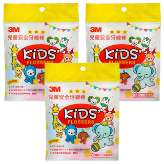 3M 兒童安全牙線棒 超細滑 3歲以上, 5cm, 38支, 3包