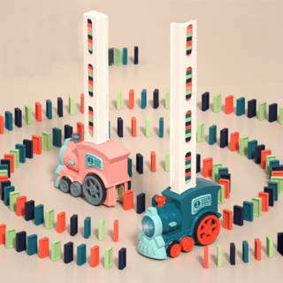 OMG 兒童益智玩具 多米諾骨牌小火車 馬卡龍粉 1個