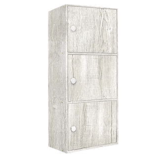 USEFUL DESIGN 悠室屋 三層門櫃 書櫃, 木紋色 DIY組裝, 白橡, 42 x 30 x 89cm, 3層