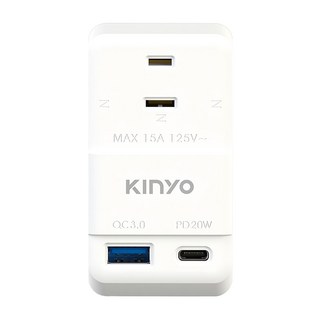 Kinyo USB智慧快充小壁插充電頭 20W NDRD-232, 白色, 1個