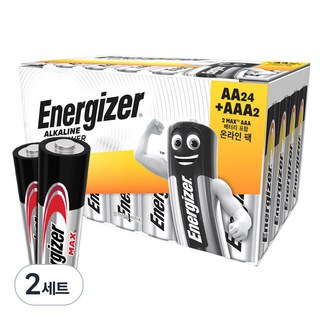 Energizer 勁量 鹼性電池 Power AA 24入 + Max AAA 2入, 26入, 2個