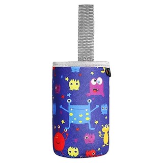 PUKU 藍色企鵝 提帶水杯套 11.5 x 6.5cm 可愛兒童水壺保護套 保溫杯袋, 星球 藍色, 1個