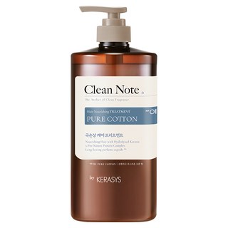 KERASYS Clean Note 護髮乳 清新棉花香，含棉籽油和檸檬精油，保持頭髮水分平衡，持久香氣, 1L, 1瓶