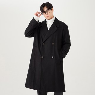 CARET 男士羊毛混紡寬鬆版型雙排扣大衣