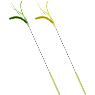 둥둥펫 고양이 롱롱 강아지풀 장난감 2종 세트, 그린 + 옐로우, 1세트