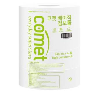 코멧 베이직 2겹 점보롤 화장지 240m, 1개, 4롤