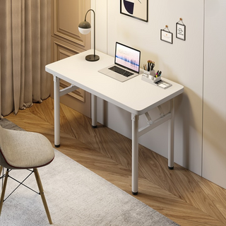 오브민 LPM 공간활용 철제 접이식 스틸 책상 식탁 테이블, 화이트, 2인용