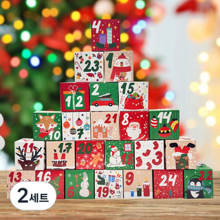 聖誕節降臨曆禮物盒24件組, 2套, 聖誕樹