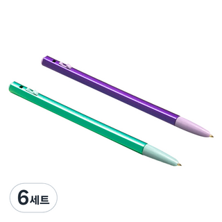 모나미 153 펄 유성 볼펜 0.5mm 2p 세트, 민트, 바이올렛, 6세트
