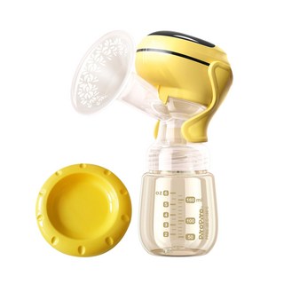 PiYOPiYO 黃色小鴨 免持攜帶式電動吸乳器, 9段按摩催乳 變頻吸力, 黃色, 1組