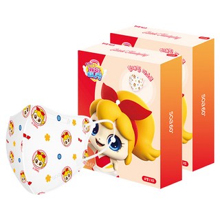 CHARMZONE 兒童用 奇妙萌可 第3季 加油핑 口罩 小型, 白色, 20入, 2個