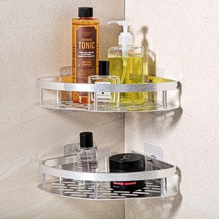 comet 免鑽孔轉角浴室置物架 2入, 銀色, 1個