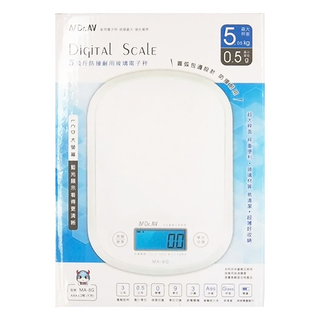 Dr.AV 聖岡科技 5公斤防撞耐用玻璃電子秤 超薄包邊, 5050g, MA-8G, 白色