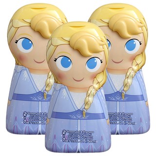 AIR-VAL Frozen Elsa 艾莎 2合1沐浴洗髮精 400ml 迪士尼經典動畫 頭髮與身體清潔 甜甜花果香 溫和清潔, 3瓶