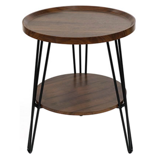 FAmILyLIFE 生活 木冶山居 Carmel鍛鑄雙層圓形茶几 50 x 60cm 4.7kg, 胡桃木