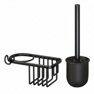 FANCY LIFE 馬桶刷收納架 黑色, 1組