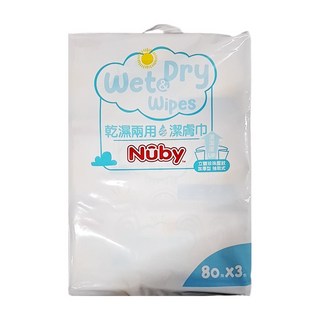 Nuby 乾濕兩用潔膚巾 抽取式, 80張, 3包