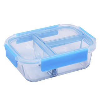 Corelle Brands 康寧餐具 Snapware Eco Divided 全三分隔玻璃保鮮盒, 藍色 1050ml, 1個