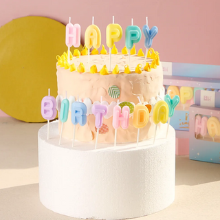 馬卡龍英文生日快樂蠟燭，Happy Birthday生日蠟燭, 1支